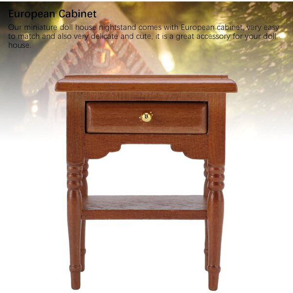 Comodino Miniatura in Legno di Betulla per Casa delle Bambole Scala 1:12