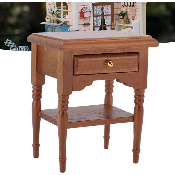 Comodino Miniatura in Legno di Betulla per Casa delle Bambole Scala 1:12