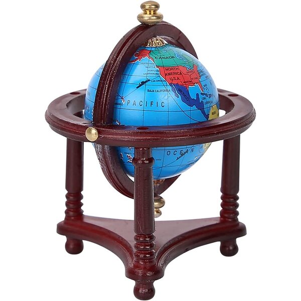 Mini globo girevole per casa delle bambole scala 1/12, decorazione realistica in legno e plastica