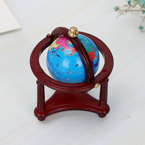 Mini globo girevole per casa delle bambole scala 1/12, decorazione realistica in legno e plastica
