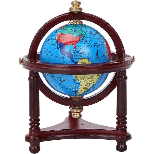 Mini globo girevole per casa delle bambole scala 1/12, decorazione realistica in legno e plastica