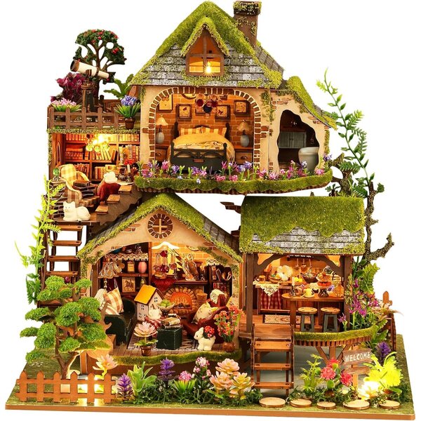 Spilay Miniature Dollhouse Kit 1:24 modern villa med musikdosa och LED