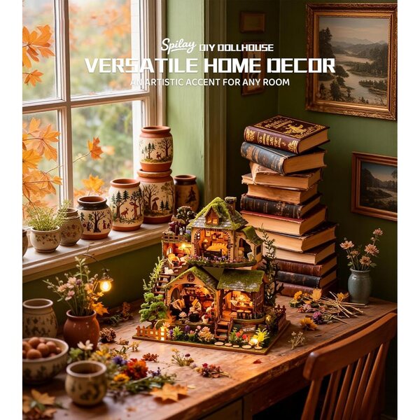 Spilay Miniature Dollhouse Kit 1:24 modern villa med musikdosa och LED