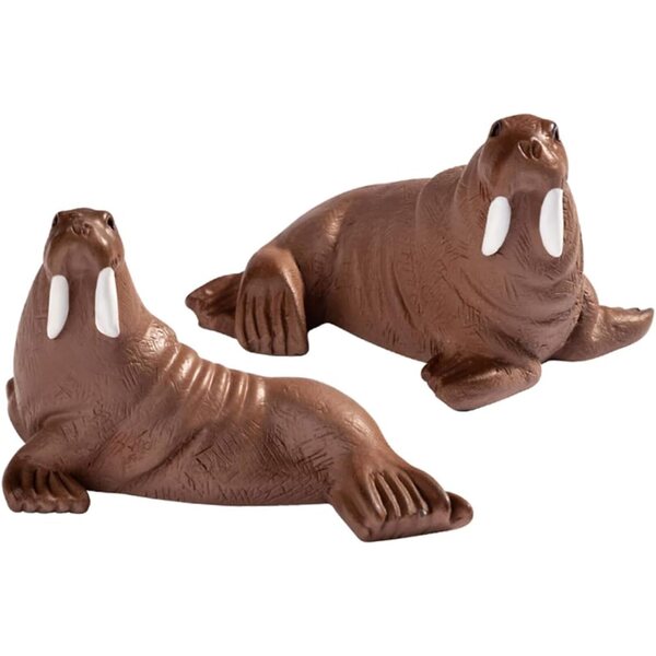 VICASKY Mini-Walross-Figuren aus Kunstharz, 2 Stück – realistische Ornamente für Aquarium und Schreibtisch