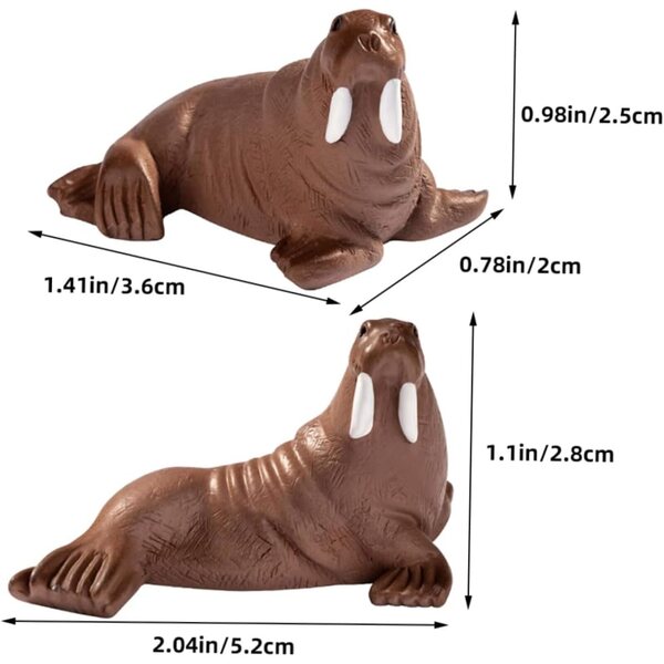 VICASKY Mini-Walross-Figuren aus Kunstharz, 2 Stück – realistische Ornamente für Aquarium und Schreibtisch