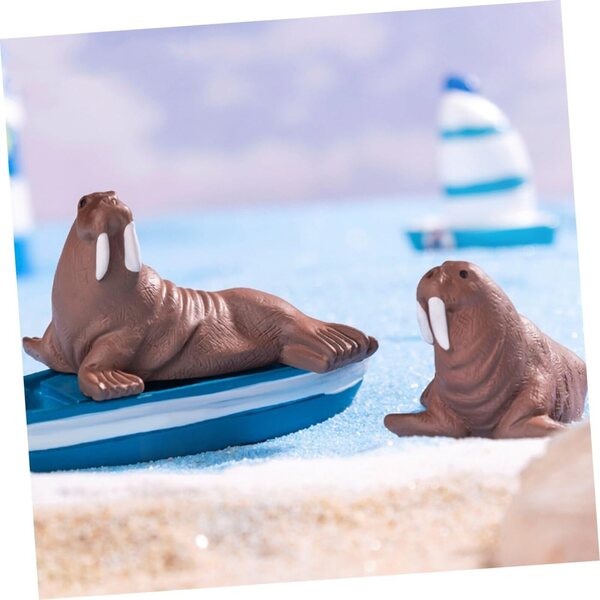 VICASKY Mini-Walross-Figuren aus Kunstharz, 2 Stück – realistische Ornamente für Aquarium und Schreibtisch