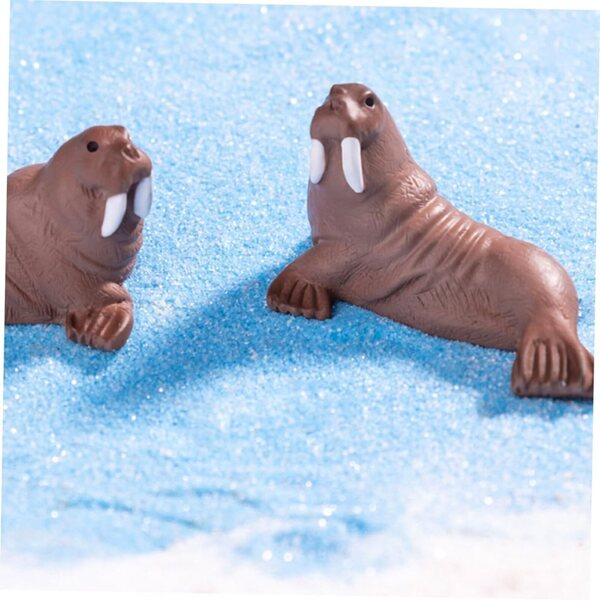 VICASKY Mini-Walross-Figuren aus Kunstharz, 2 Stück – realistische Ornamente für Aquarium und Schreibtisch