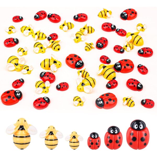50 Bienen- und Marienkäfer-Harzdekorationen für Kunsthandwerk und Gartendekoration