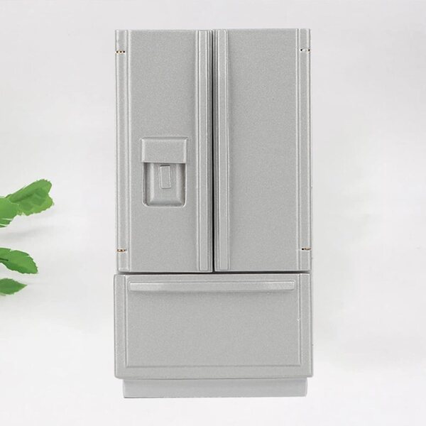 Cryfokt Mini Frigorifero in Legno Ecologico per Casa delle Bambole 1:12 Grigio