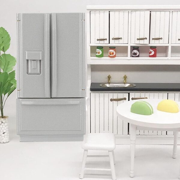 Cryfokt Mini Frigorifero in Legno Ecologico per Casa delle Bambole 1:12 Grigio