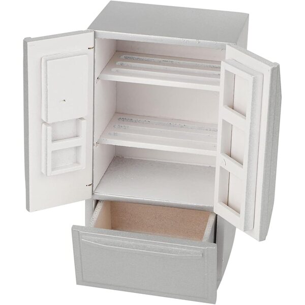 Cryfokt Mini Frigorifero in Legno Ecologico per Casa delle Bambole 1:12 Grigio