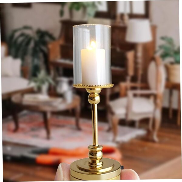 Mini lámpara de Escritorio, Luces de casa de muñecas exquisitas y realistas a Escala 1:12, Luces en Miniatura Que Funcionan con Pilas para Accesorios de Manualidades de Bricolaje en Interiores de CAS