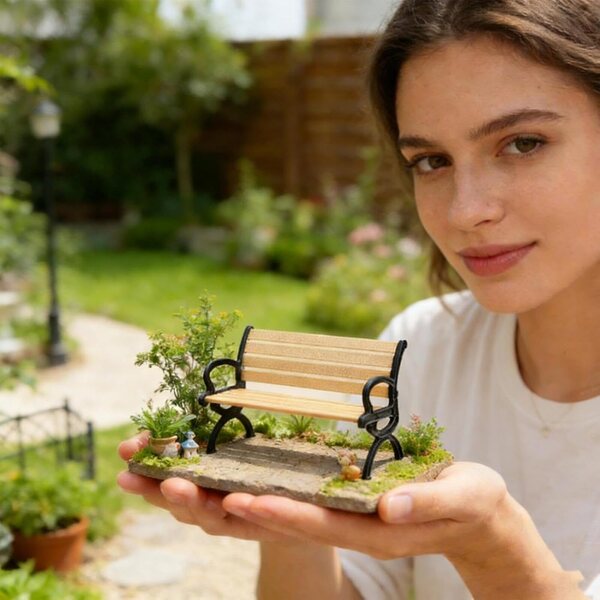 Miniatur-Gartenbank im Maßstab 1:12 im 3D-Druck für Puppenhaus