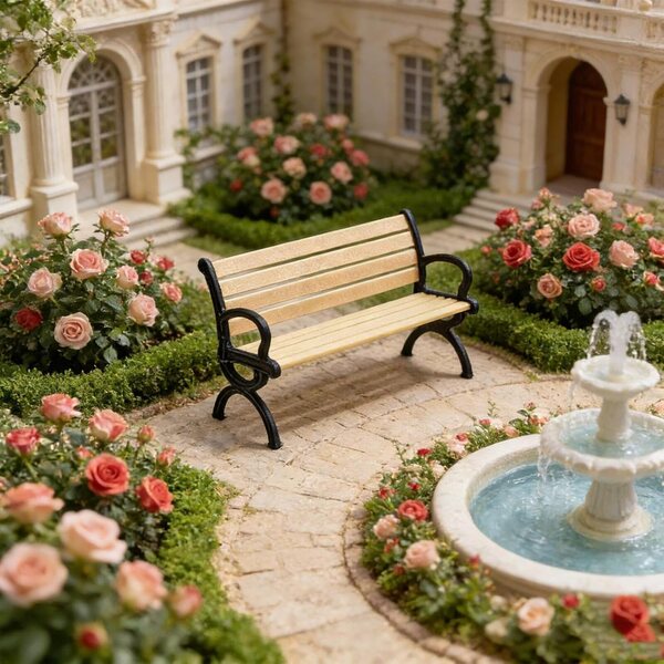 Miniatur-Gartenbank im Maßstab 1:12 im 3D-Druck für Puppenhaus