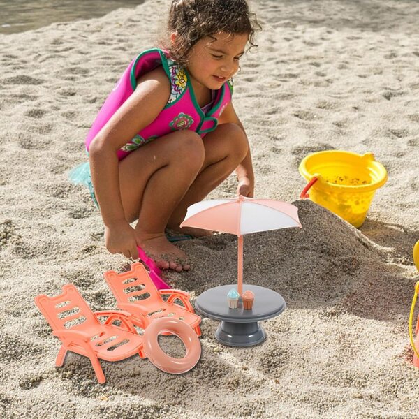 VICASKY Miniatur-Möbelset: Stuhl und Sonnenschirm für Strandpuppenhaus