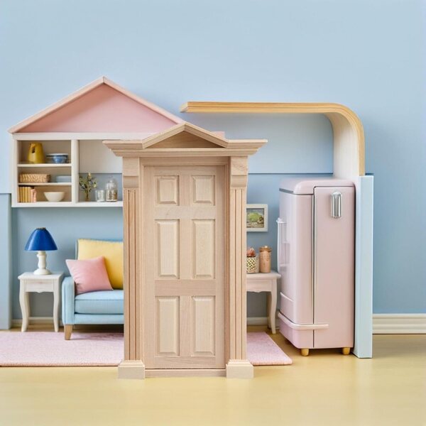 YARNOW Puerta Miniatura de Madera sin Pintar para Casa de Muñecas Escala Proyectos de Bricolaje y Construcción de Casitas de Muñecas
