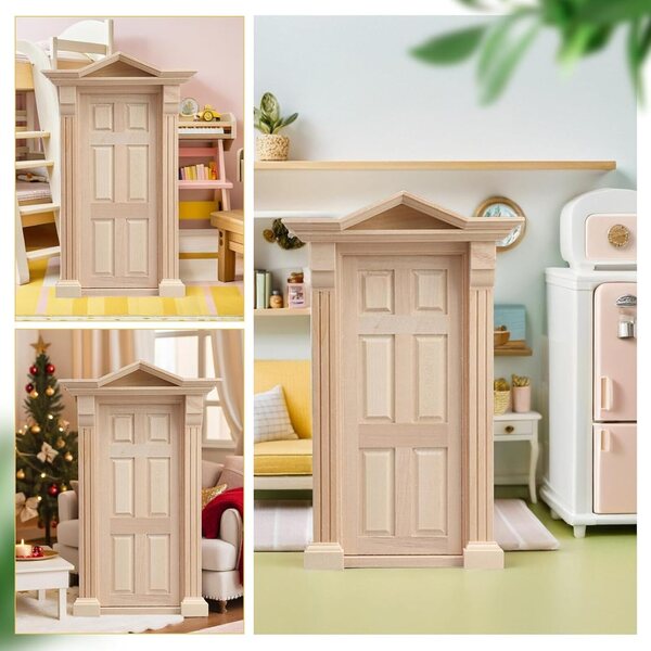 YARNOW Puerta Miniatura de Madera sin Pintar para Casa de Muñecas Escala Proyectos de Bricolaje y Construcción de Casitas de Muñecas