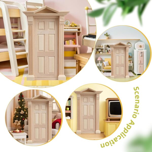 YARNOW Puerta Miniatura de Madera sin Pintar para Casa de Muñecas Escala Proyectos de Bricolaje y Construcción de Casitas de Muñecas