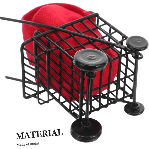 YARNOW Mini Metal Ostoskärry pyörillä - Realistinen lelu nukkekodille