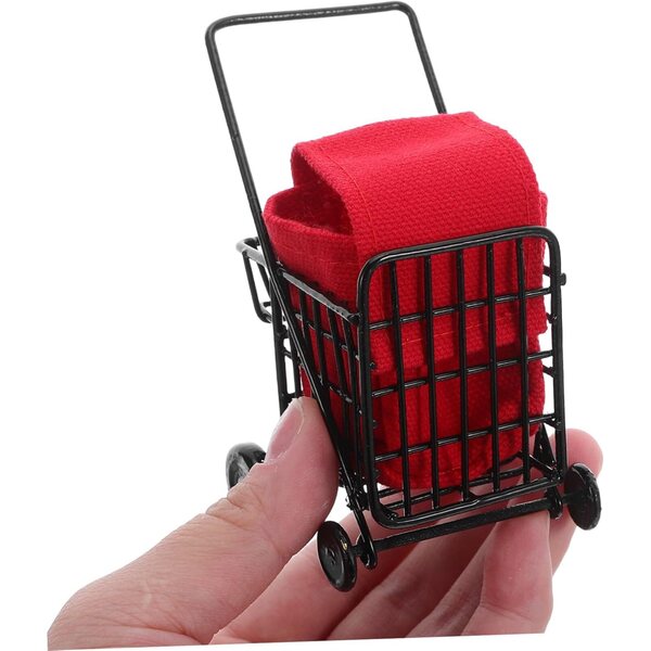 YARNOW Mini Metal Ostoskärry pyörillä - Realistinen lelu nukkekodille