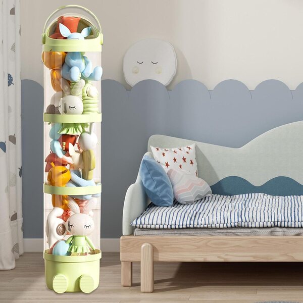 Transparentes Plüsch-Organizer-Rohr 162 cm mit 4 Ebenen für Kinderzimmer