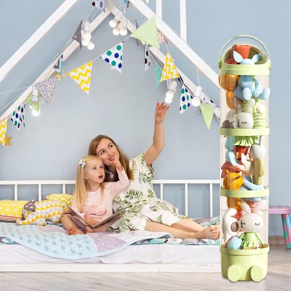 Transparentes Plüsch-Organizer-Rohr 162 cm mit 4 Ebenen für Kinderzimmer