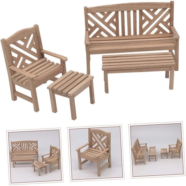 Hemobllo Mini ensemble de meubles de jardin en bois pour maison de poupée
