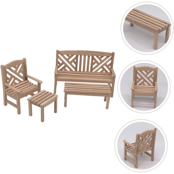 Hemobllo Mini ensemble de meubles de jardin en bois pour maison de poupée
