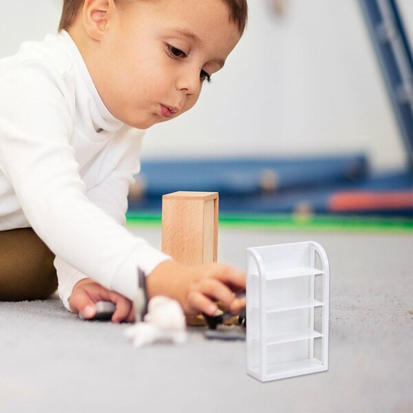 Sanfly Miniatur-Bücherregal 4 Ebenen für Puppenhaus 12x7,5x3,2 cm ABS