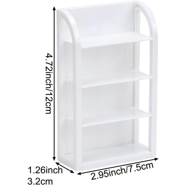 Sanfly Miniatur-Bücherregal 4 Ebenen für Puppenhaus 12x7,5x3,2 cm ABS