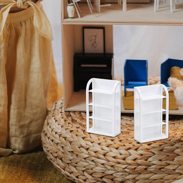 Sanfly Miniatur-Bücherregal 4 Ebenen für Puppenhaus 12x7,5x3,2 cm ABS