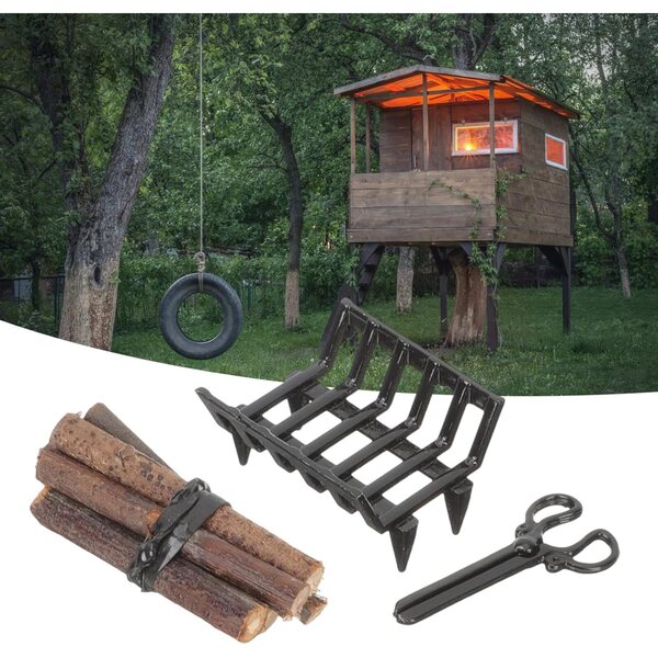 Realistisches Miniatur-Kaminzubehör-Set im Maßstab 1:12 mit Holz, Stütze und Zange