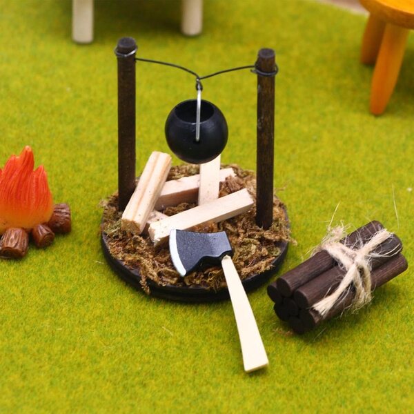 Hoguera-Modell für Puppenhaus aus Holz, Miniatur-Dekorationszubehör