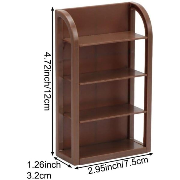 Sanfly Mini Estante 1:12 fir Poppenhaus, 4 Niveauen an ABS, Modern Dekoratioun