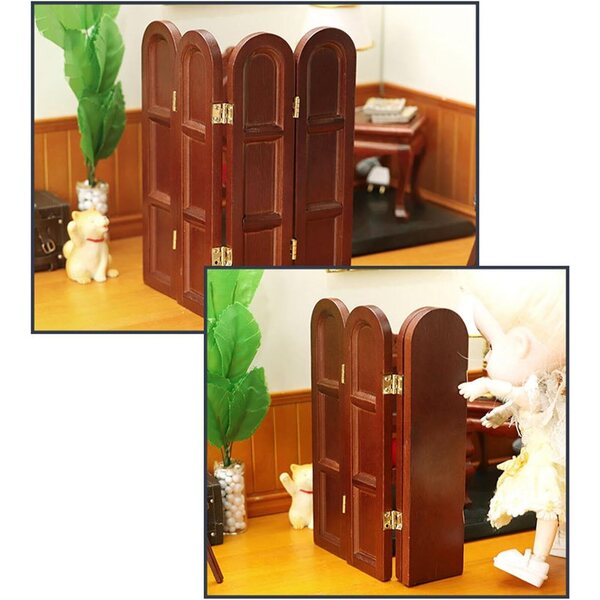 Biombo Maison de poupée en bois miniature 1:12 Séparateur de pièce pliable