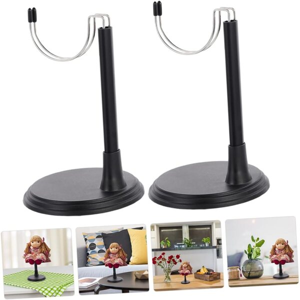 SOLUSTRE Verstellbare Halterung für Puppen und Actionfiguren – Set mit 2 schwarzen Teilen