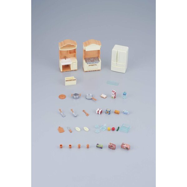 Set Sylvanian Families Familia Ardilla in kuhinjski dodatki iz večbarvne plastike