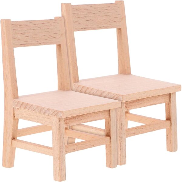 LOGOFUN 2 chaises miniatures en bois pour maison de poupée, accessoires de meubles réalistes