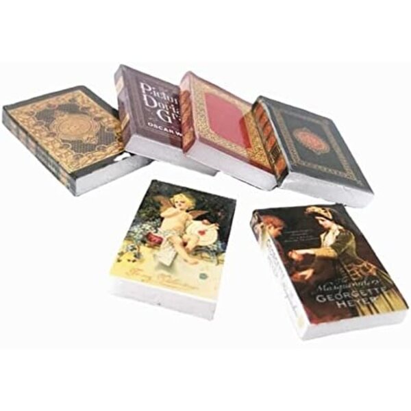 EatingBiting Juego de 6 piezas 1:12 casa de muñecas miniatura muebles estantería libros historia paisaje casa de muñecas, decoración de casa de muñecas, modelo de escena en miniatura libros novela