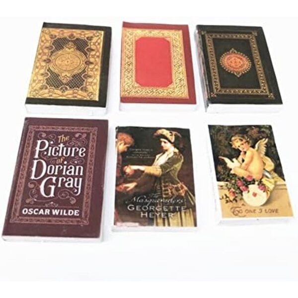EatingBiting Juego de 6 piezas 1:12 casa de muñecas miniatura muebles estantería libros historia paisaje casa de muñecas, decoración de casa de muñecas, modelo de escena en miniatura libros novela