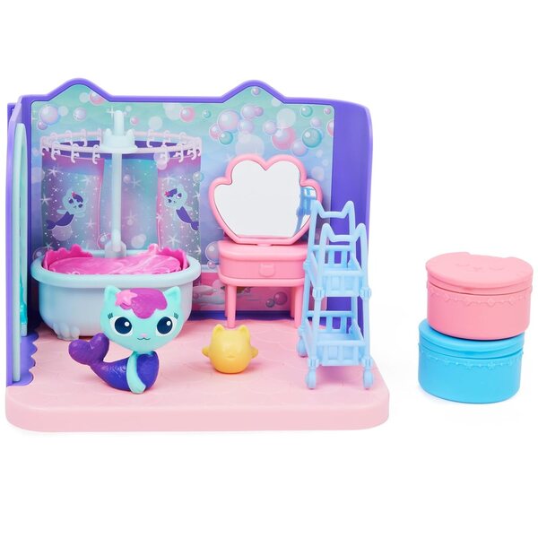 Gabby's Dollhouse Bathroom Щастлив и поглезете с MerCat и аксесоари за игра