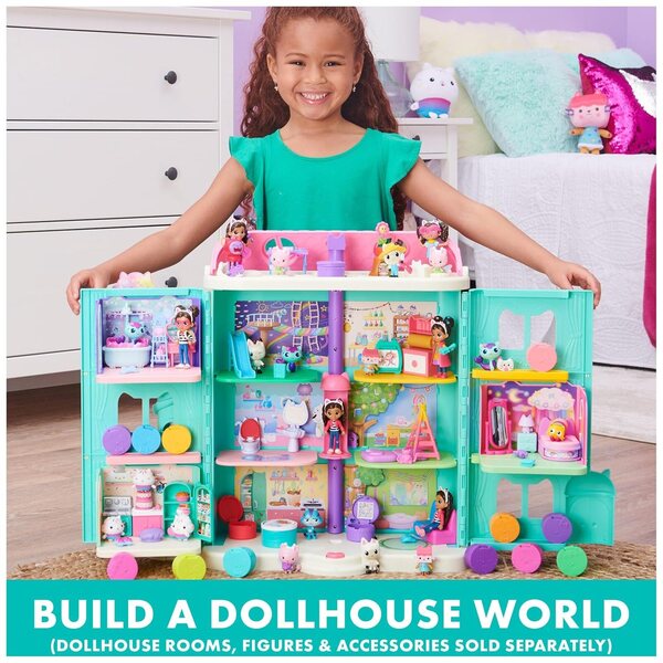 Gabby's poppenhuisbadkamer Verwen en verwen met MerCat en speelaccessoires