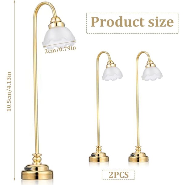 LED-Leuchten für 1:12 Puppenhaus – Set aus 2 batteriebetriebenen Vintage-Lampen