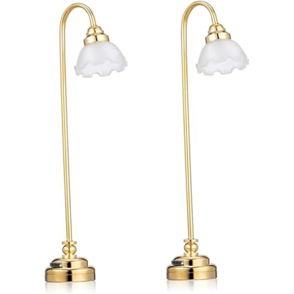 LED-Leuchten für 1:12 Puppenhaus – Set aus 2 batteriebetriebenen Vintage-Lampen