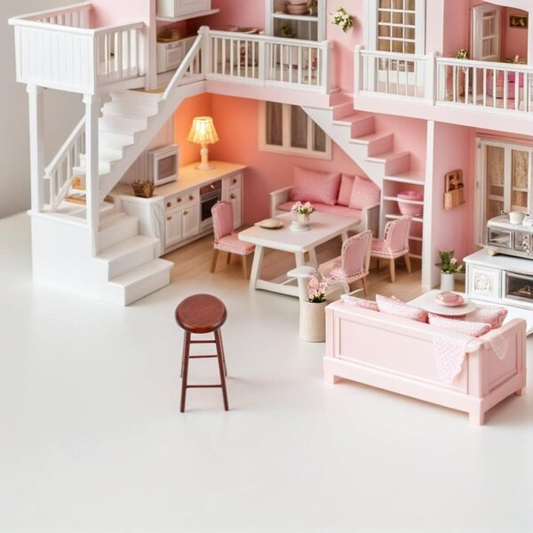 YARNOW Miniatur-Taburete aus Holz für Puppenhaus – realistische Einrichtung
