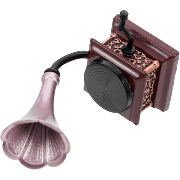 YARNOW Vintage Phonógraph miniature til dukkehus, realistisk retro dekoration