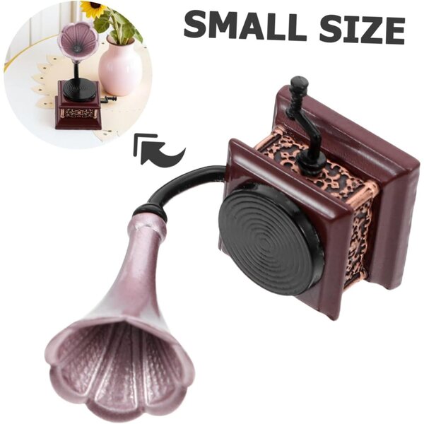 YARNOW Vintage Phonógraph Miniatur für Puppenhaus, realistische Retro-Dekoration