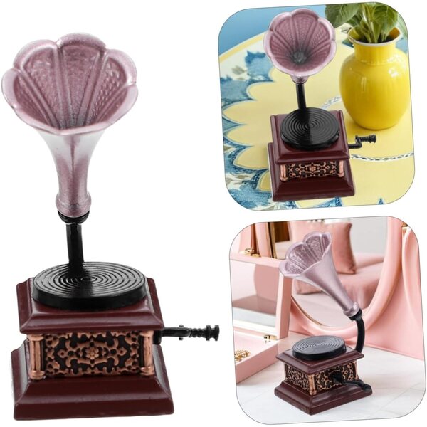 YARNOW Vintage Phonógraph Miniatur für Puppenhaus, realistische Retro-Dekoration