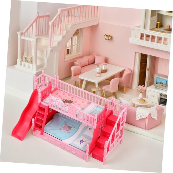 YARNOW Mini-Etagenbetten für Miniatur-Puppenhaus mit Leitern und Sicherheit