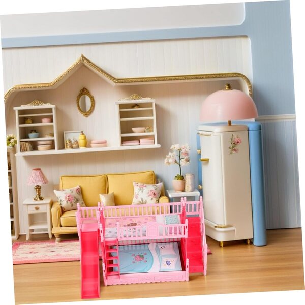 YARNOW Mini-Etagenbetten für Miniatur-Puppenhaus mit Leitern und Sicherheit